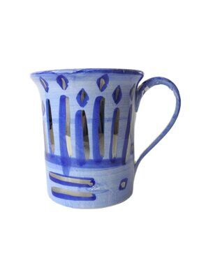 Starbucks Judaica Hand-Painted Menorah Mug Sky Blue Silver 14 oz Italy